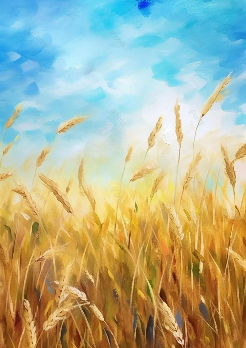 水彩天空麦田朦胧插画背景,插画/手绘图,插画/手绘图库,插画/手绘图下载,插画/手绘